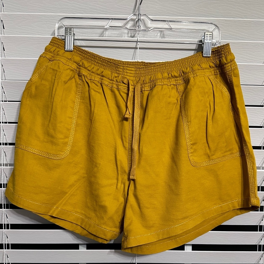 Women's Mustard Drawstring Lounge Shorts